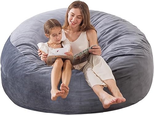 Miniatura 10 de Silla Puf Grande para Adultos/Niños con Relleno, Sillas Puf de Espuma Viscoelástica de 4 Pies con Relleno Incluido, Tela de Terciopelo Dutch Ultra