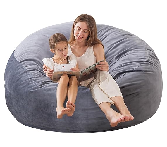 Large Bean Bag Chair for Adults/Kids with Filling, 3 ft Memory Foam Bean Bag Chairs with Filler Included, Ultra Soft Dutch Velvet Fabric, Bean Bag for Living Room - 3 Foot,Dark Gray - 3 Foot - Fog Grey