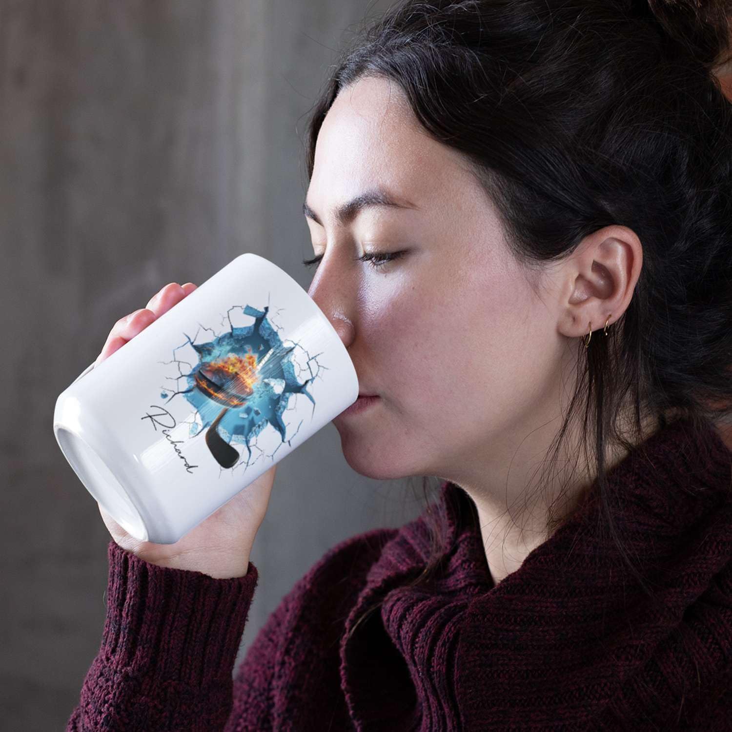 Personalized Penguin Playing Hockey Coffee Mug - 11oz Custom Name Novelty Mug Gift For Hockey Fans - View #5