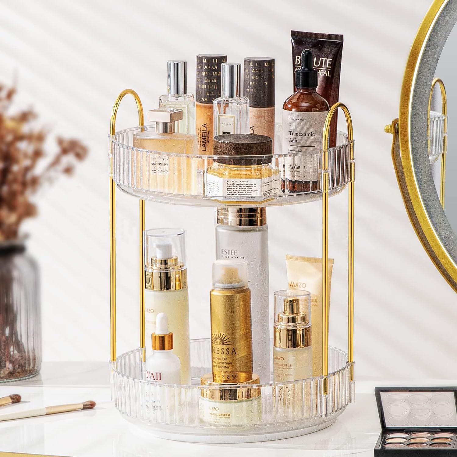 Make Up Organizer, 360° Drehbarer Make Up Organizer, Make Up Kosmetik Organizer, Parfüm Aufbewahrung, Skincare Beauty Organizer Schminktisch Organizer, Kosmetikbox Für Kommode Schlafzimmer Badezimmer