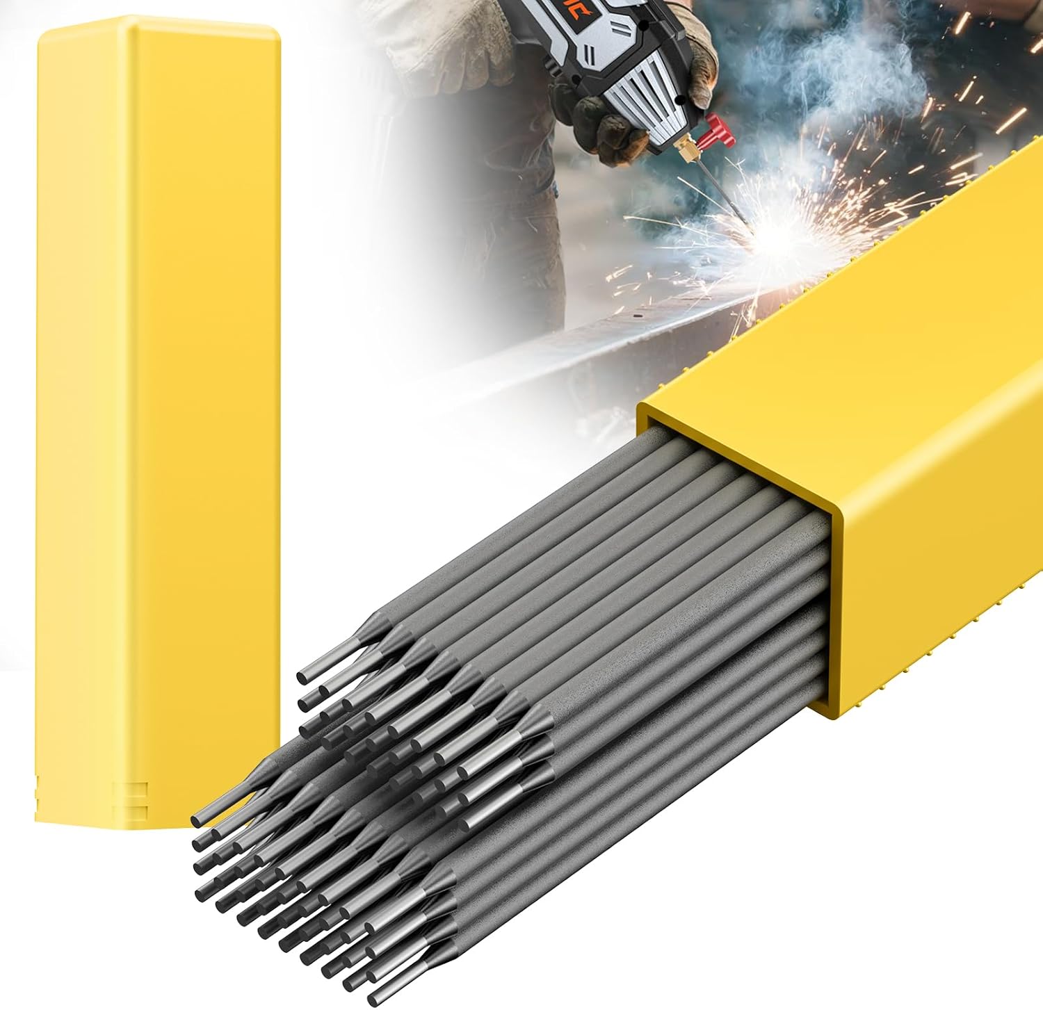 Plowic E6013 3/32" Welding Rods (60pcs) - Stable Arc, Low Spatter Stick Electrodes for All-Position Carbon Steel Welding, DIY Repairs