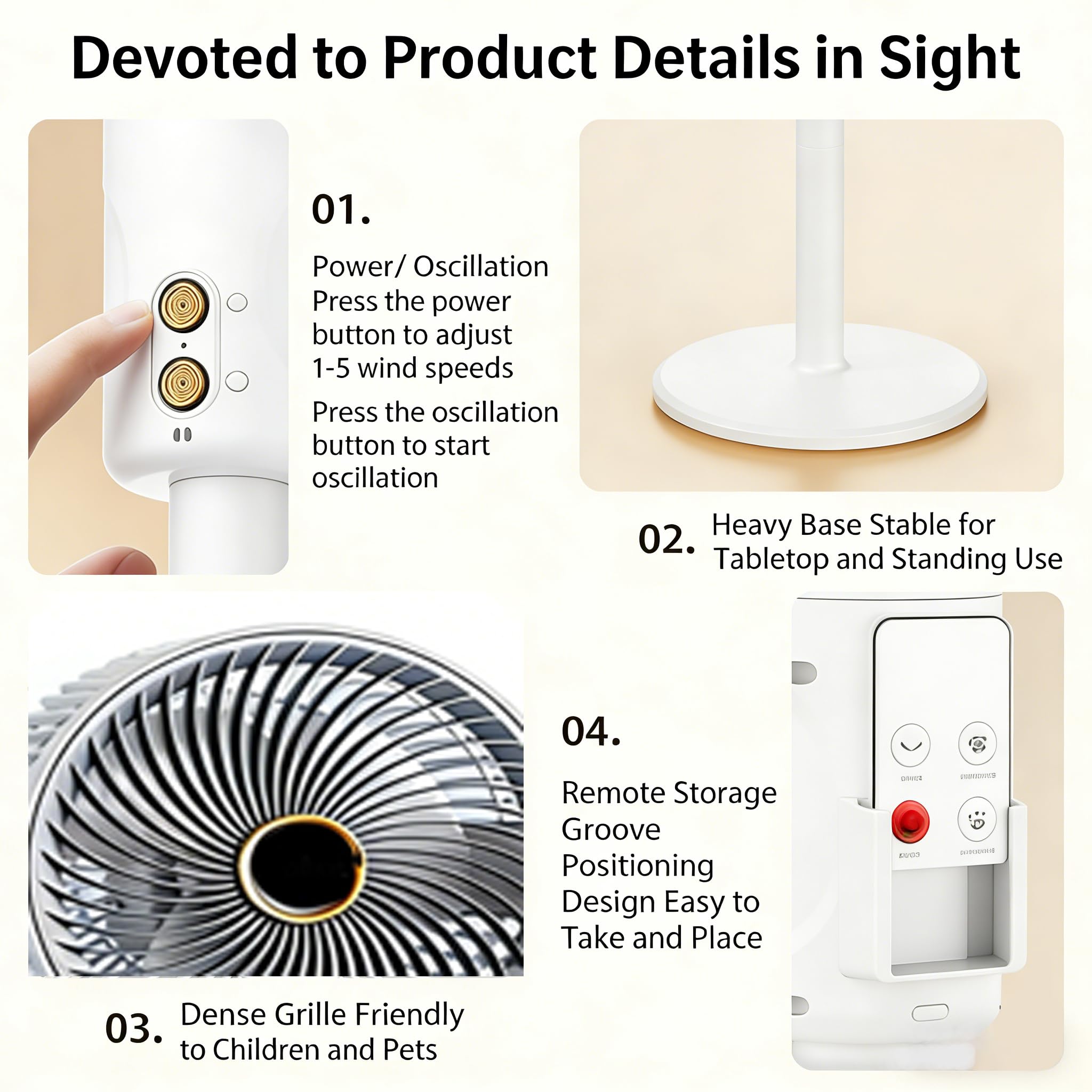 Smart Standventilator, 20dB Leiser Bodenventilator, Fernbedienung, stufig höhenverstellbar, Schüttelnder Kopf mit 5 Geschwindigkeitsstufen für Schlafzimmer Wohnzimmer Kinder Büro