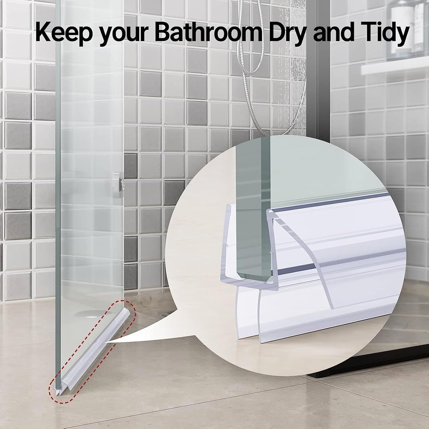 Shower Door Bottom Seal, Frameless Glass Shower Door Seal Strip Polycarbonate, 70cm/27.6" Ultra Clear Strip with Drip Rail, for 5/16"(8mm), 3/8"(10mm) Glass (Color : Clear, Si