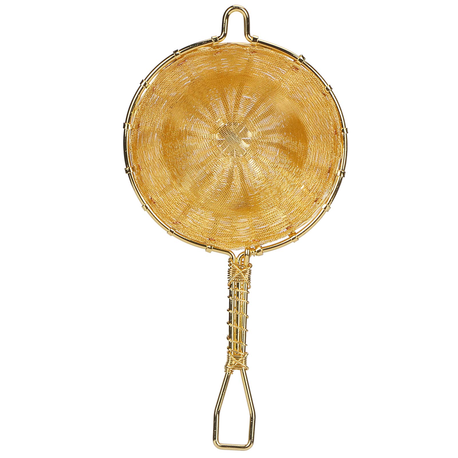 AUNMAS Tea Infuser Copper Strainer, Pure Copper Durable Double Layer Filtration Ergonomic Handle, for Loose Leaf Tea Vintage Gold Home Office Use