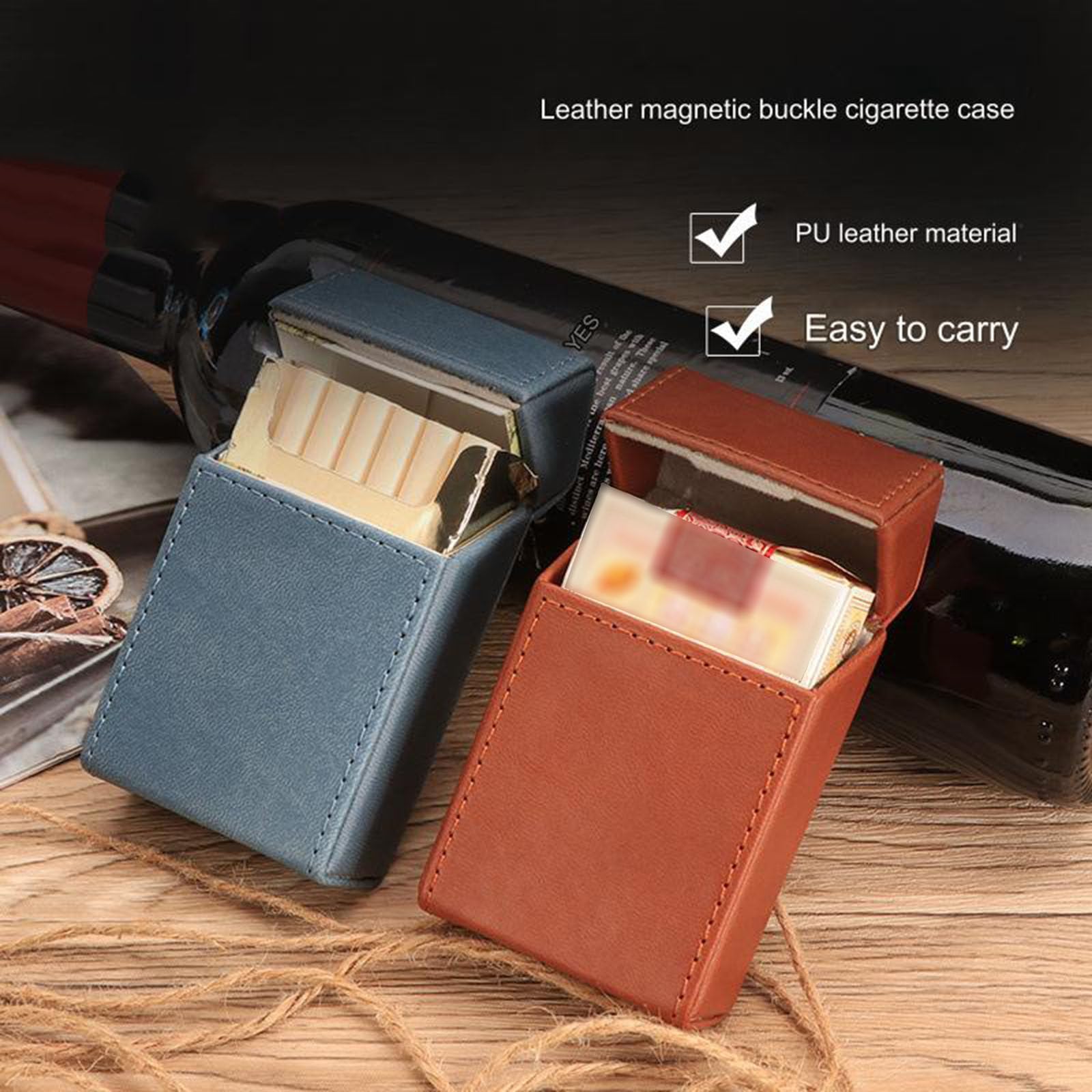 Amazon.com: PU Leather Cigarette Case for Tobacco Storage Box Holder for  Holding Up To 20 Cigar Protective Cover Smoking  Accessories,Brown-thinbranch : Health & Household