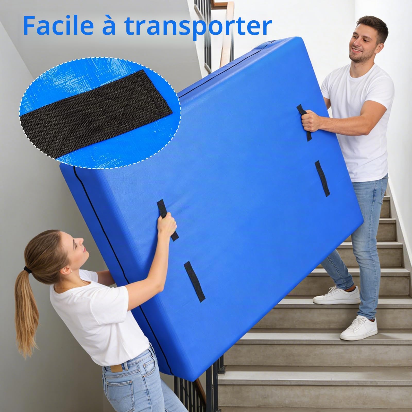 Housse de Déménagement Matelas, Housse de Protection Matelas pour Déménagement et Stockage Imperméable Indéchirable Équipée de 8 Poignées Renforcées et d'une Fermeture Éclair (160 x 200 cm)