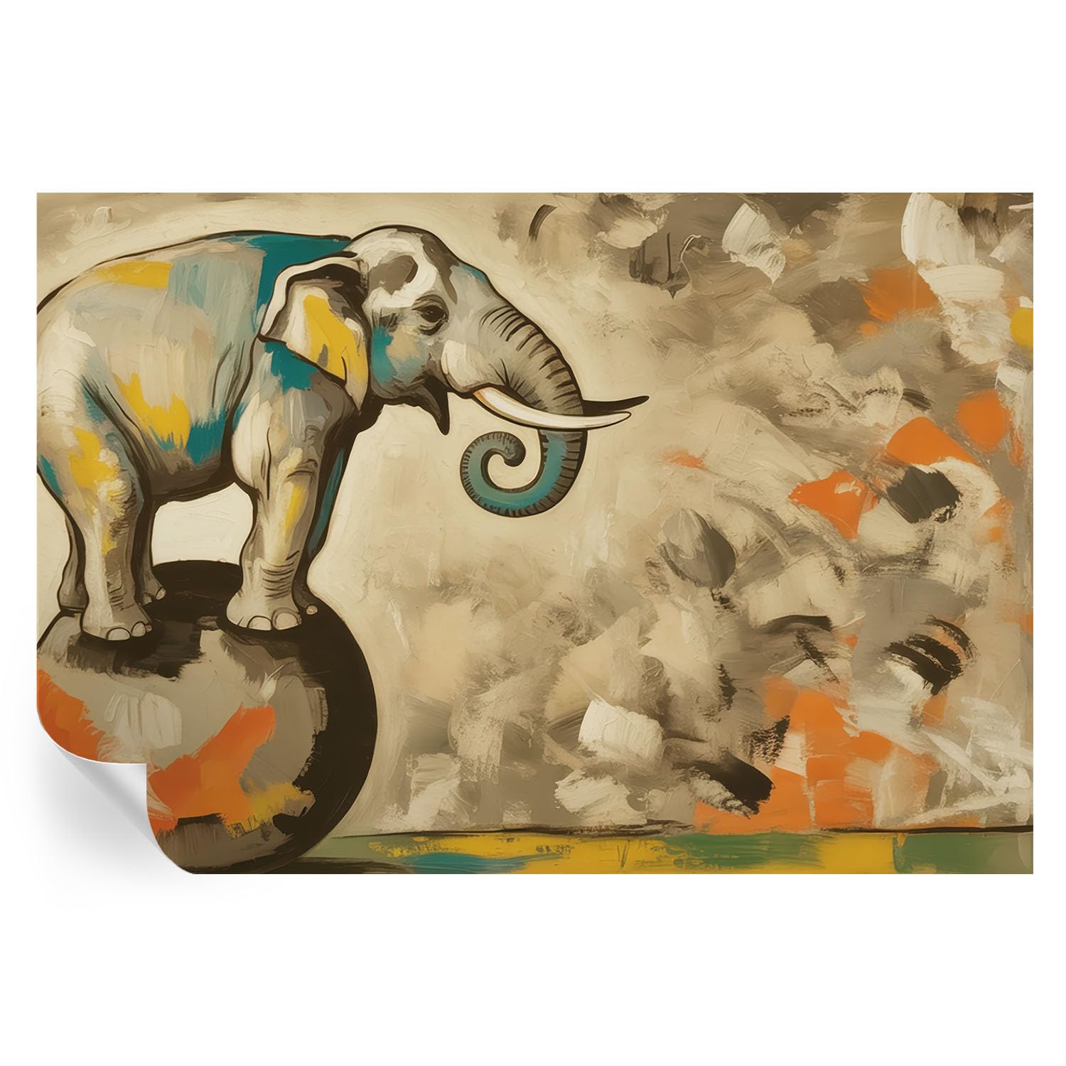 Murales de vinilo con elefantes abstractos para crear un oasis de calma en tu dormitorio