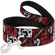 Warner Bros. Films d'horreur laisse pour animaux de compagnie, laisse pour chien, vendredi 13, hache de masque Jason &eacute;claboussure de sang noir rouge, 6 pieds de long et 1,0 pouce de large