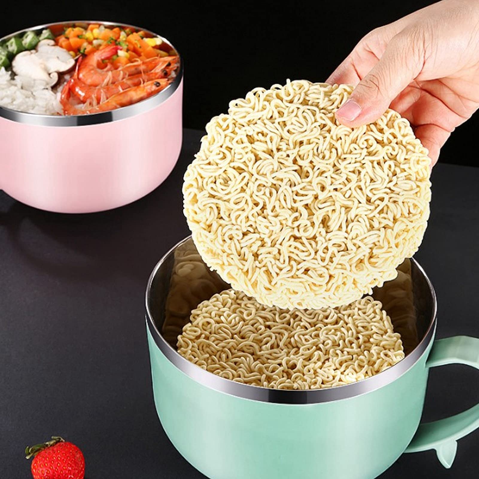 Ciotole per noodle per microonde con coperchio, noodle per tazza rapida da 1200 ml per zuppa, noodle, ciotola per zuppa ramen per dormitorio, piccola cucina o ufficio(verde)