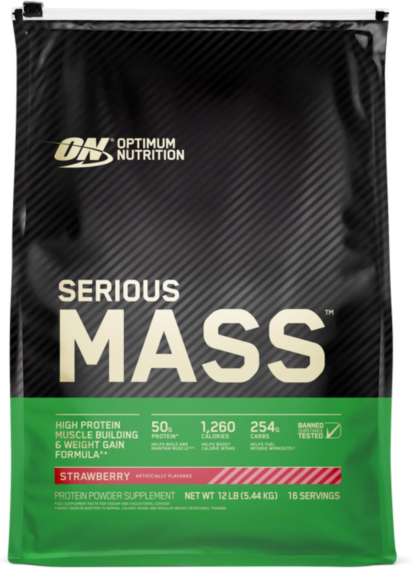Serious Mass Protein Powder with Creatine, Glutamine, 25 Vitamins and Minerals, Strawberry Flavour, 16 Servings, 5.45KG