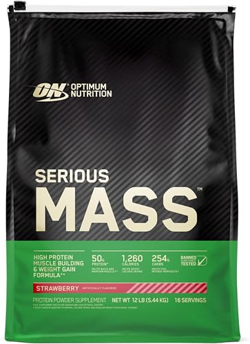 Optimum Nutrition Serious Mass Strawberry Flavour High Calorie Protein Powder 5.45 Kg
