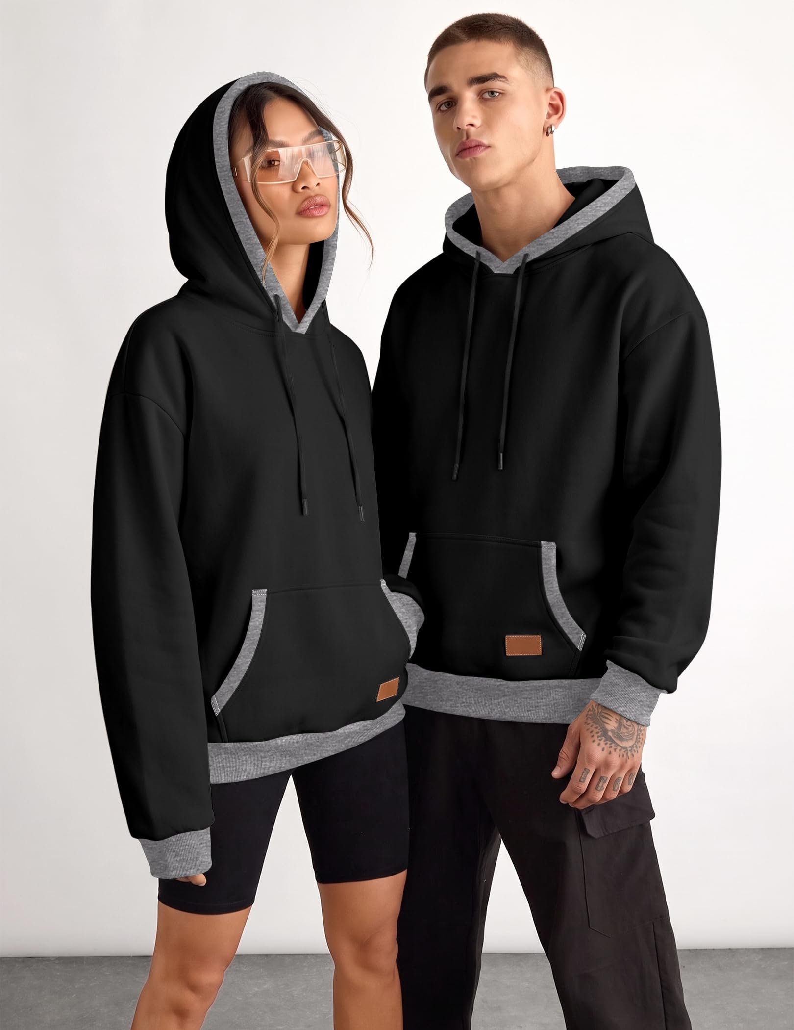 JMIERR Hommes Hoodies Sweat Casual Manches Longues Cordon Plaid Jacquard Pull À Capuche avec Poche À Fermeture Éclair