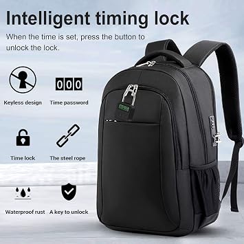 Metal Lock LCD Display Multi-Function Electronic Time 99 Hours Max Timing USB Rechargeable Padlock,Black