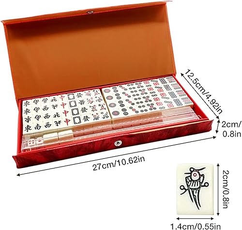 Miniatura 3 de Mini Mahjong - Juego de versión tradicional china con 2 tarjetas de repuesto, 144 azulejos Mahjong, juego de mesa de viaje con 4 reglas de cartas,