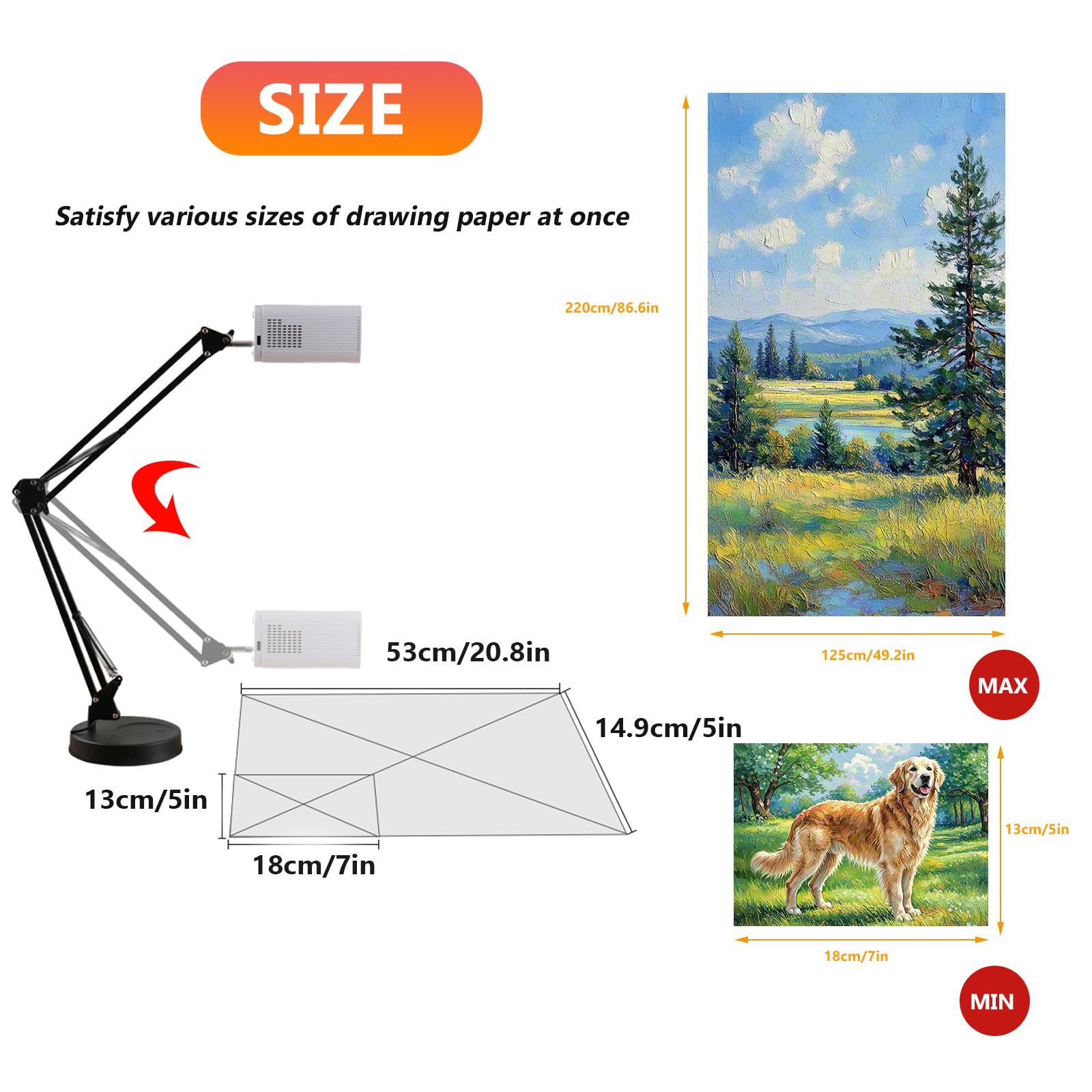 Buhelyc Lampe de Projecteur d'art Portable Traceur de Projection Outil D'esquisse pour Dessin Peinture et Projection pour Les Débutants (Color:Blanc)