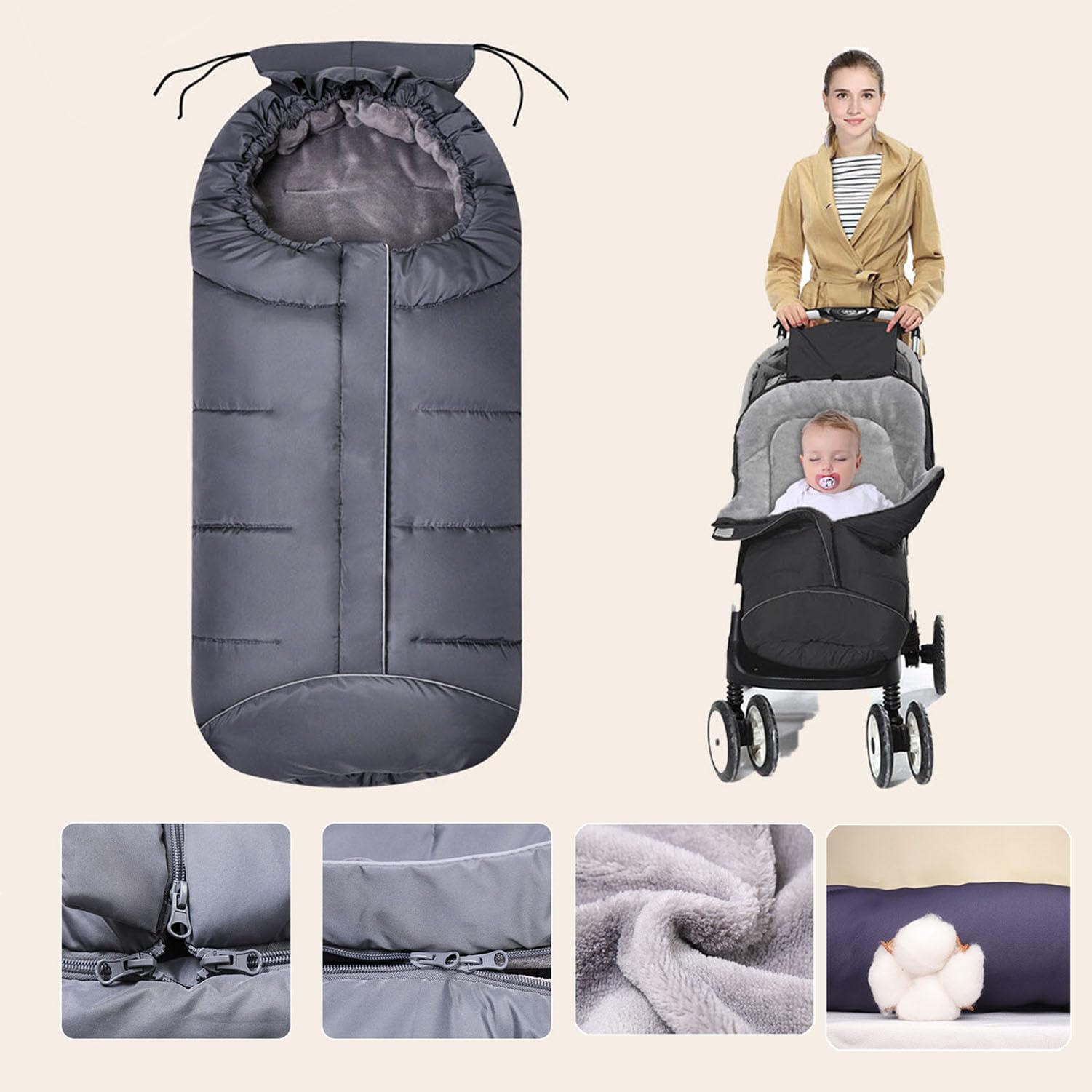 Liemuao - Saco de dormir para silla de bebé, universal, para cochecito de invierno, impermeable, con cremallera, bolsa de dormir para capazo, cochecito de coche, 102 cm (rojo)