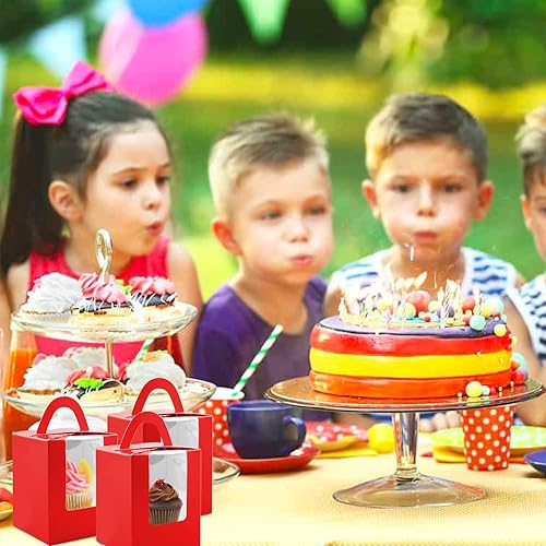 Vista 17 de Lainrrew Cajas para magdalenas, 30 cajas individuales para cupcakes, recipientes individuales para magdalenas, contenedores de pastelería con Verde