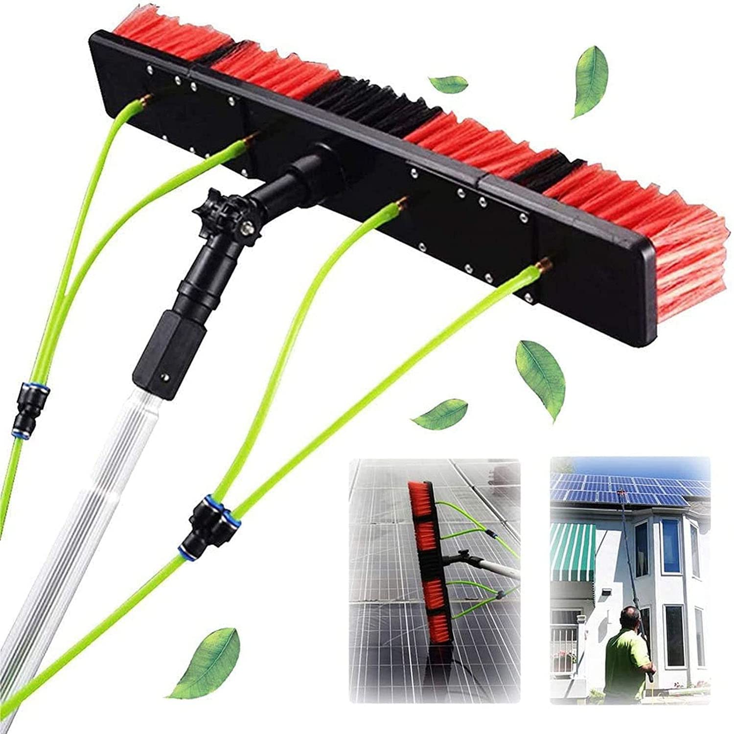 GTHTUHFD Water Fed Extension Brush Solar Panels Cleaning Brush 12Ft-36Ft Outdoor Window Cleaning System Water Fed Telescopic Extension Pole Cleaning Kit,3.6M/12Ft,6m-3.6M/12FT