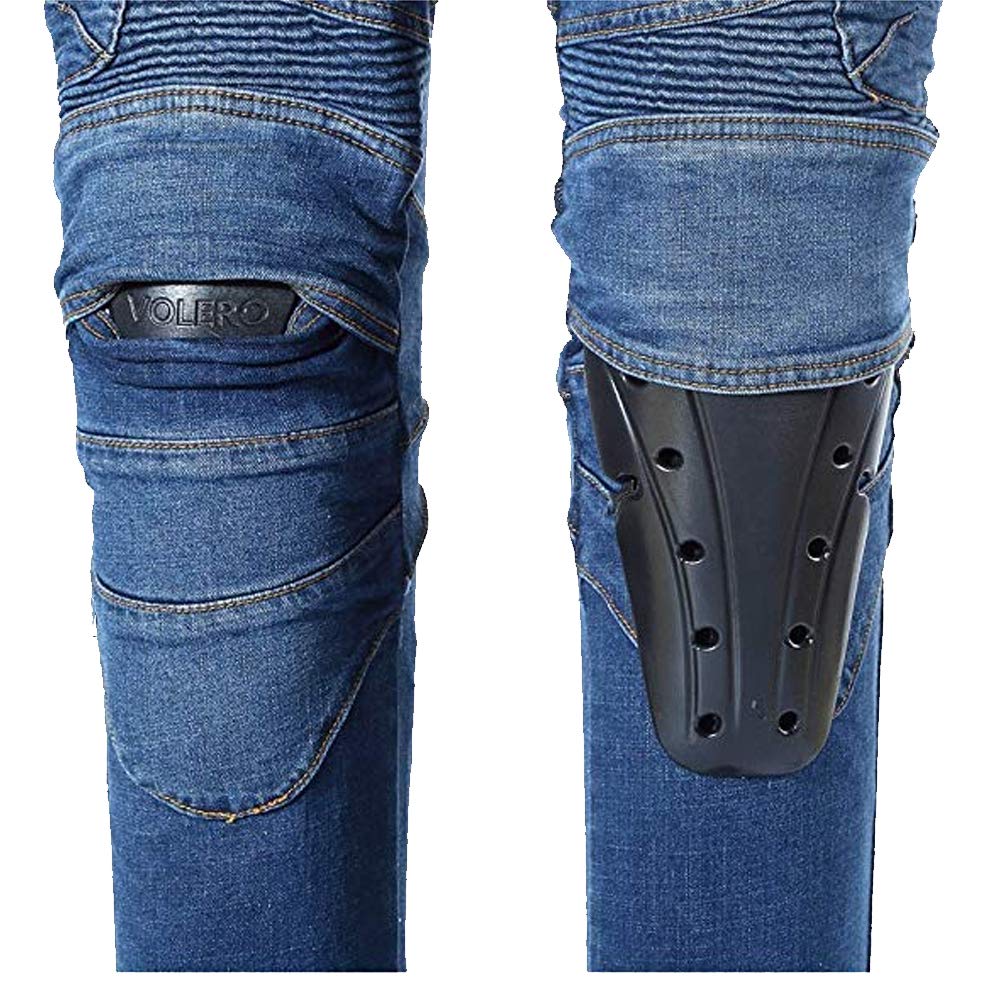 Pantaloni da moto, per uomo, Jeans in denim per motociclismo con armatura e 4 ginocchiere