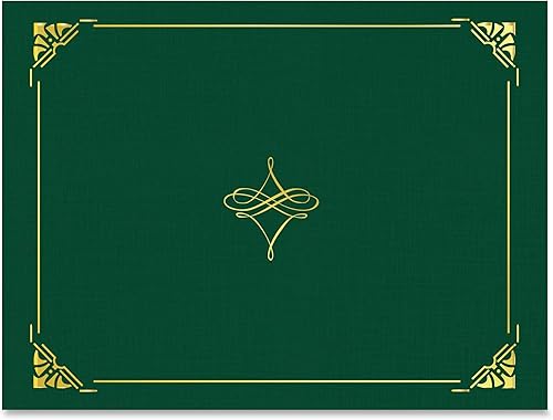 Geographics Cubierta de certificado verde cazador, lámina dorada, textura de lino, 8.75 x 11.25 pulgadas, paquete de 5 (47843)