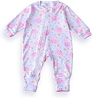 Roupa de Bebê Macacão Amore Vira Pé com Zíper, Raposinha Rosa, 100% Algodão