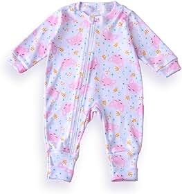 Roupa de Bebê Macacão Amore Vira Pé com Zíper, Raposinha Rosa, 100% Algodão