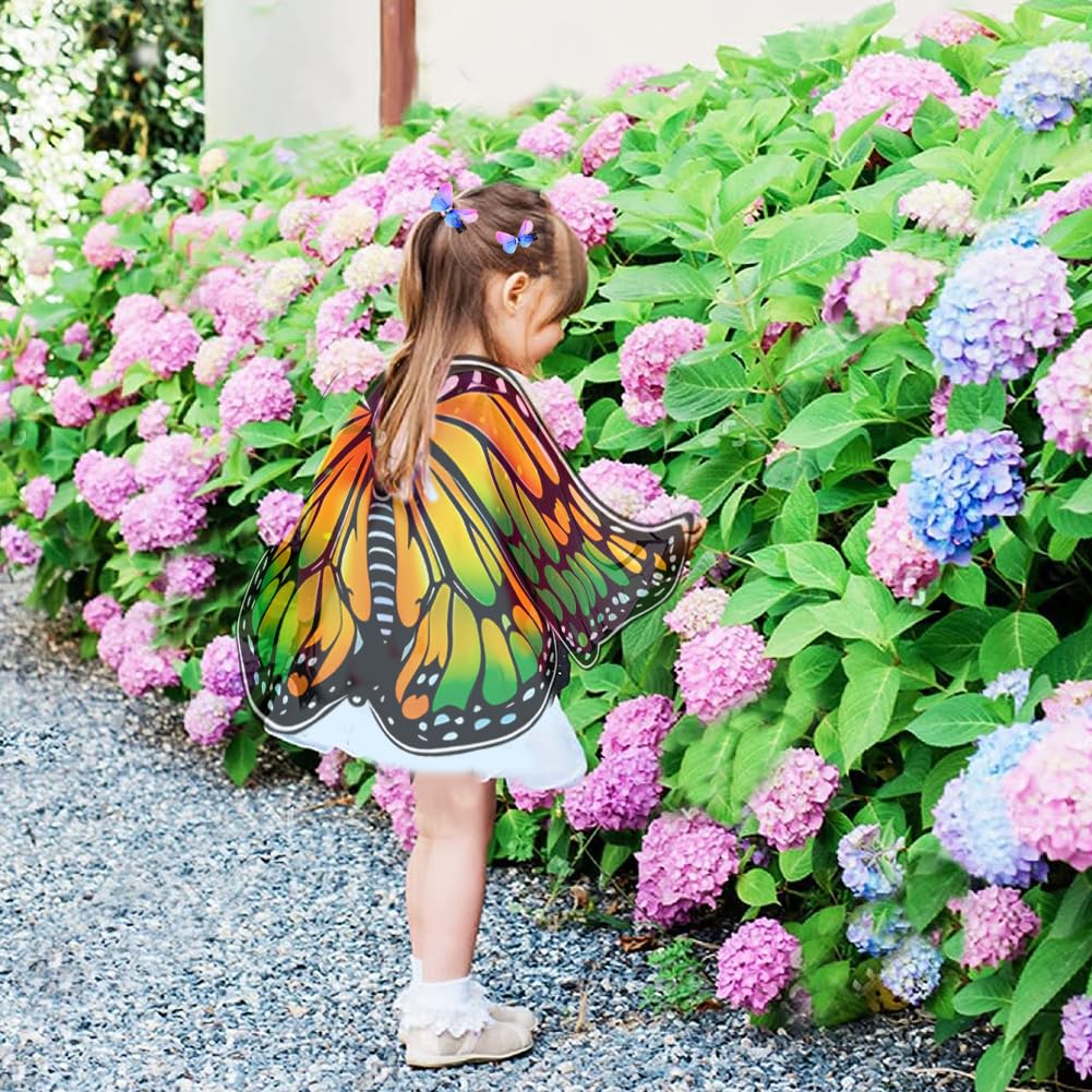 Kostium Motyl Dziewczynka, 3 Sztuk Motyl Peleryna Dziewczyna Skrzydła Motyle Dziewczyny Kostium Motyla Z Widelcami Motyli, Odpowiedni dla Księżniczki Udawania, Zabawa Impreza
