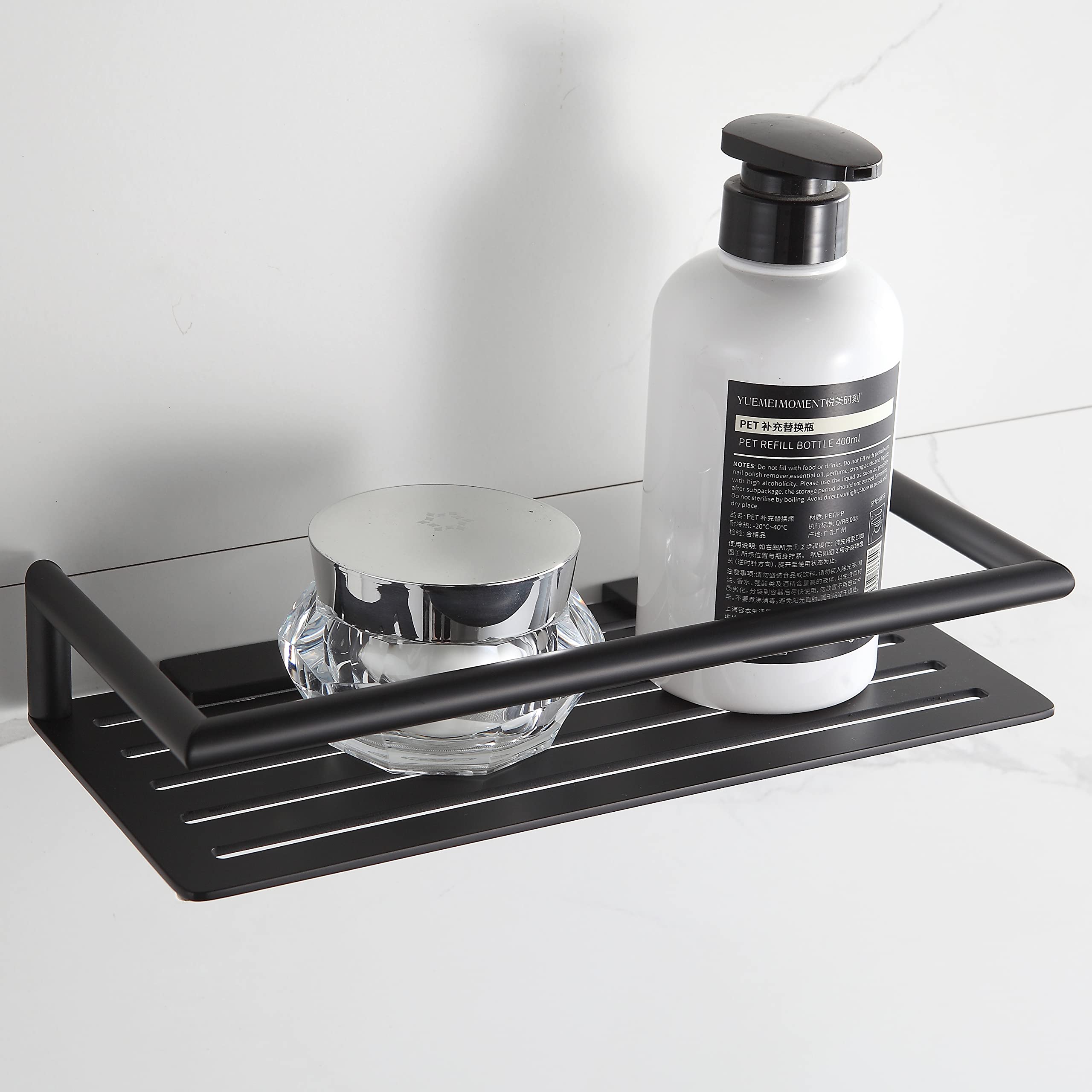 Showerdrape Matt Black Wall Mounted Bathroom Shower Organiser Shelf Bottle Basket Or Chrome Verso (Matt Black)