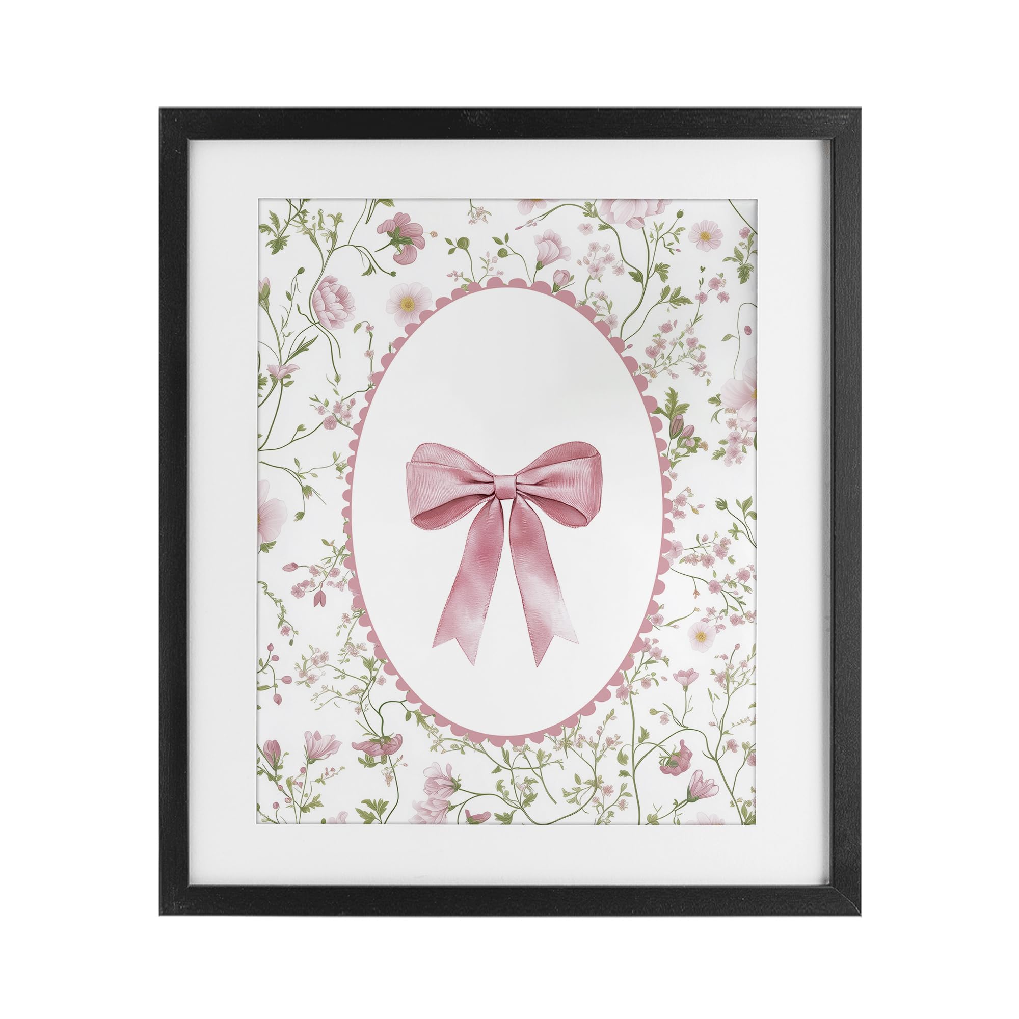 Affiche encadrée de fleurs et noeud sous verre Christine Simpson Art 40x33 cm