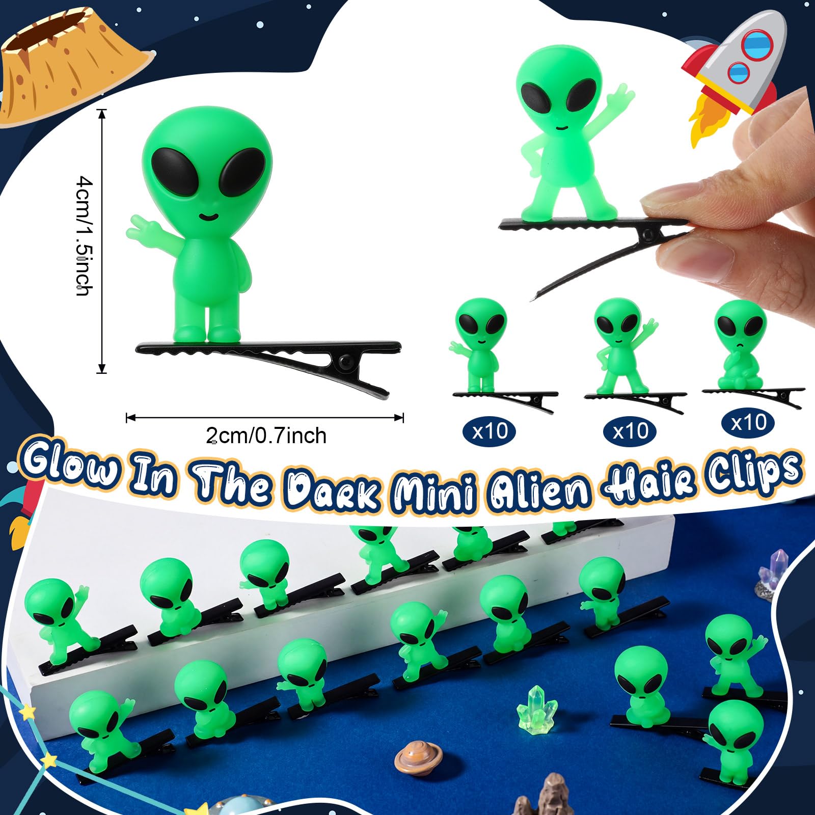 Alien Glow-in-the-Dark Hair Clips