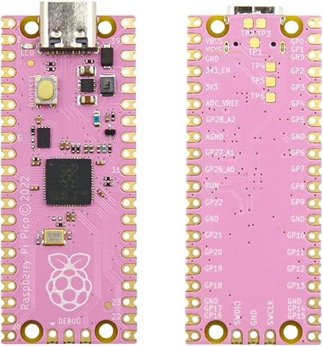 Miniatura 10 de DIGISHUO 2 piezas de placa microcontrolador Raspberry Pi Pico con encabezados  Interfaces digitales flexibles  Basado en chip RP2040  Procesador ARM