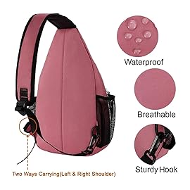 MOSISO Sling Backpack, Multipurpose Crossbody Shoulder Bag Travel Hiking Daypack, Dusty Rose, Medium