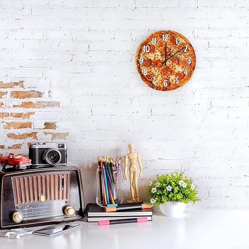 Miniatura 3 de Reloj de pared de pizza, reloj de pared para cocina, alimento, funciona con pilas, reloj de pared decorativo para sala de estar, dormitorio, 10