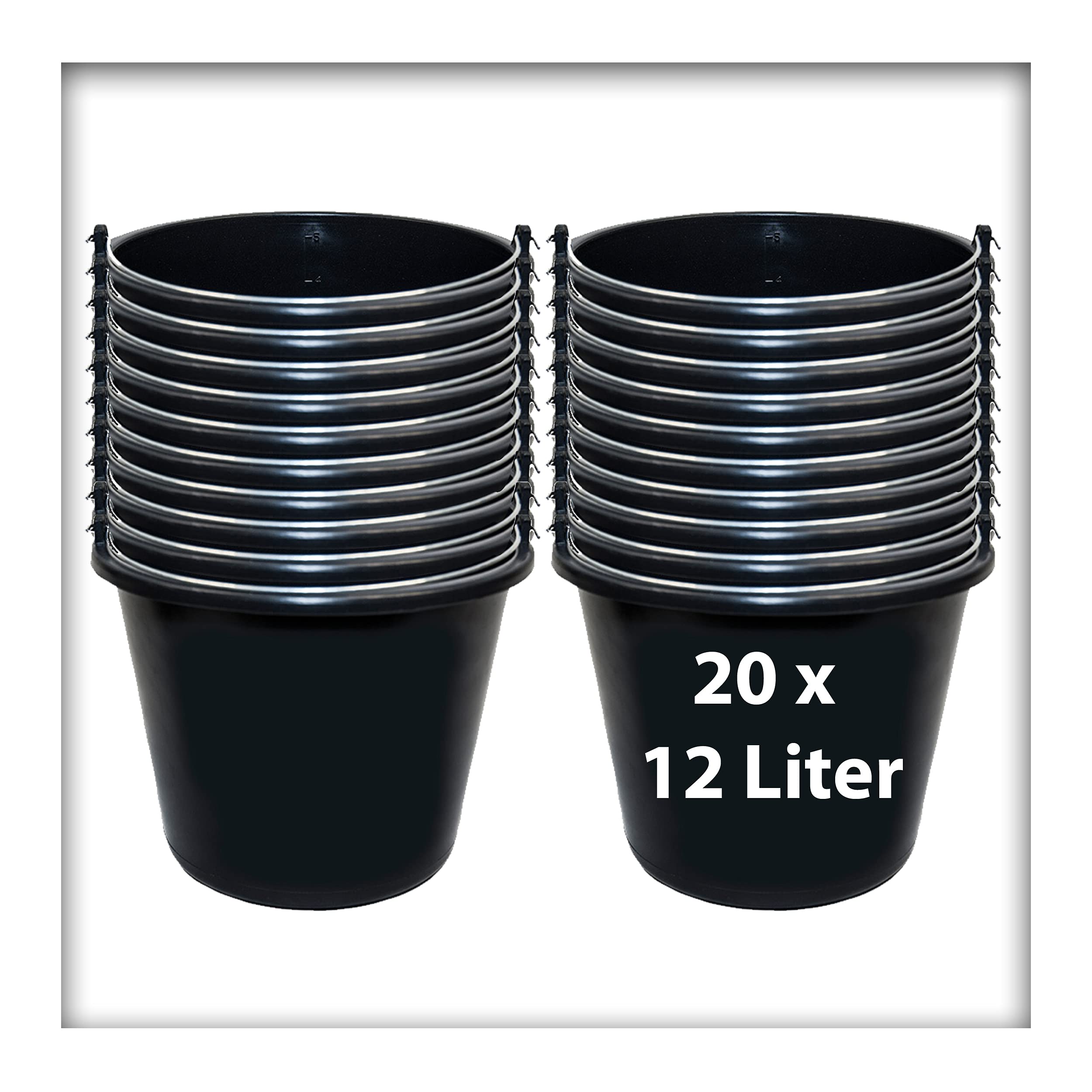 20 STK. 12 l Baueimer Zementeimer Mörteleimer Eimer mit Henkel Ernteeimer Putzeimer Wassereimer