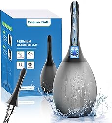 Enema Bulbo Anti-Reflujo de 245ml, Enemas Lavados Puede Conectarse al Tubo de la Ducha, Ducha Enema aliviar el estreñimiento para Limpieza de Colon en Hombres y Mujere (Negro)