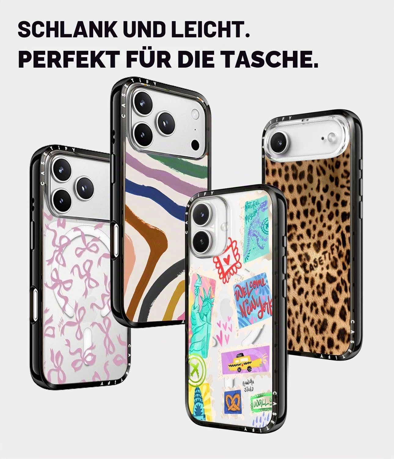 CASETiFY Compact iPhone 17 Pro Hülle [MagSafe-kompatibel/Schlank/Schutz vor Stürzen aus 1,2 m] - Lipstick Kisses - Transparentes Schwarz | Schlank und schlank, 1,2 m, 2 x Fallschutz in Militärqualität, Lippenstift-Küsse, Schwarz