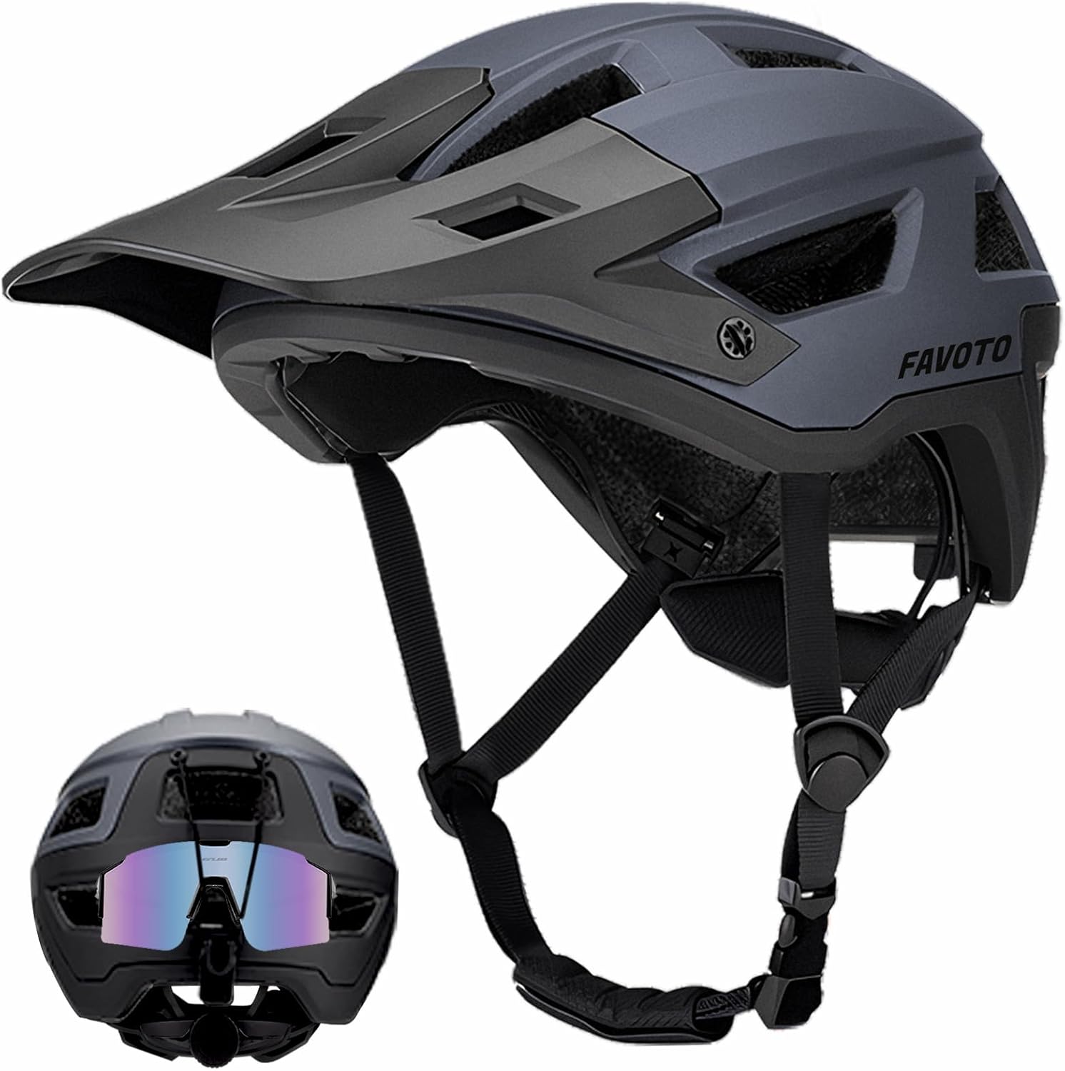 Favoto Mountain Bike Helmet Adult- Dual Shell Lightweight MTB Bicycle Helmet Adjustable for Adults Men Women Youth CPSC Certificated