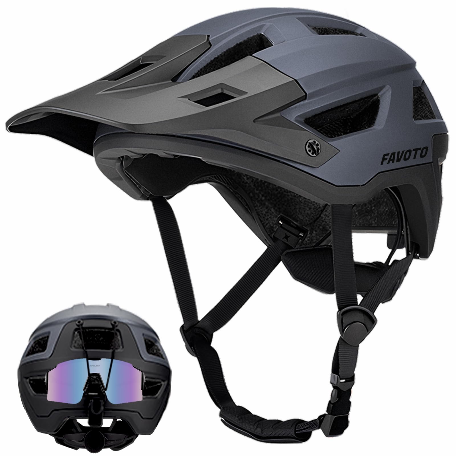 Favoto Mountain Bike Helmet Lightweight - MTB & Road Bicycle Helmet for Men Women - CE Certified Breathable Adjustable Cycling Helmet for Adults Youth