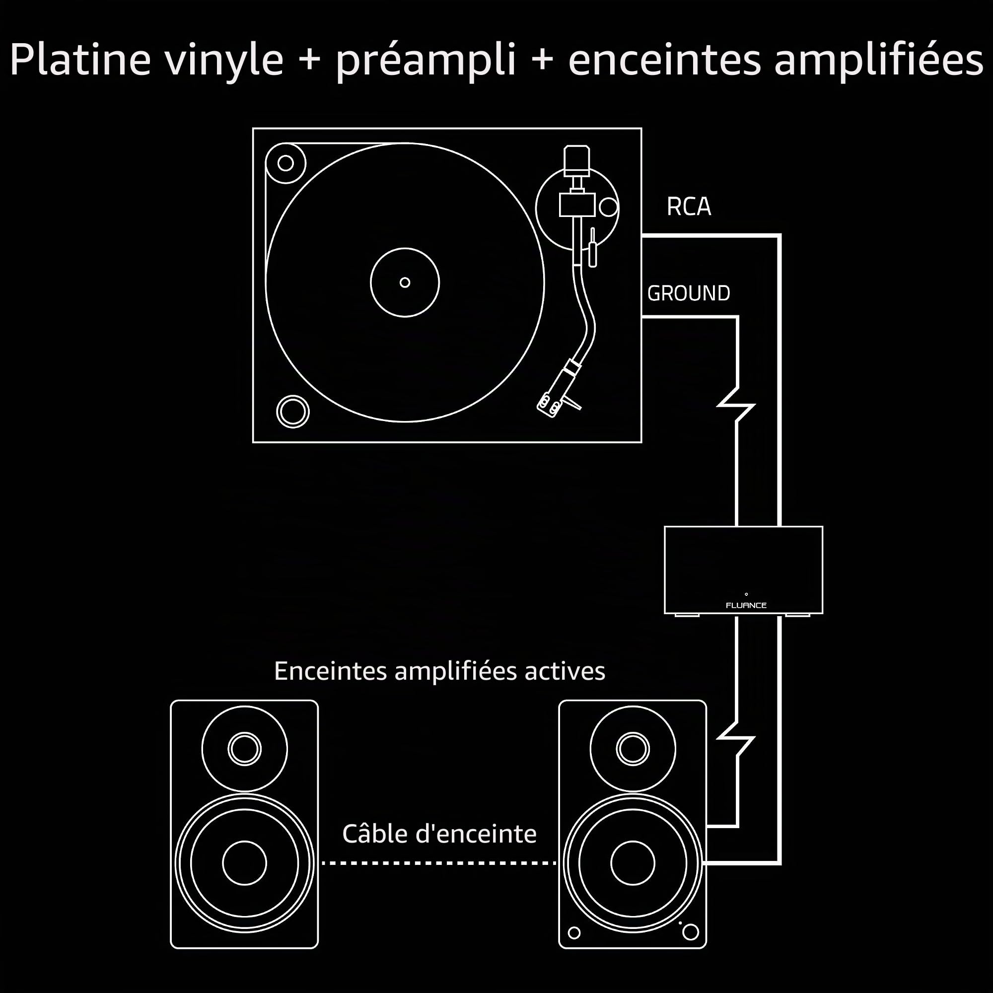 Fluance PA10 Préamplificateur Phono Haute Fidélité Avec Égalisation RIAA Pour Platines MM/Lecteurs Vinyles