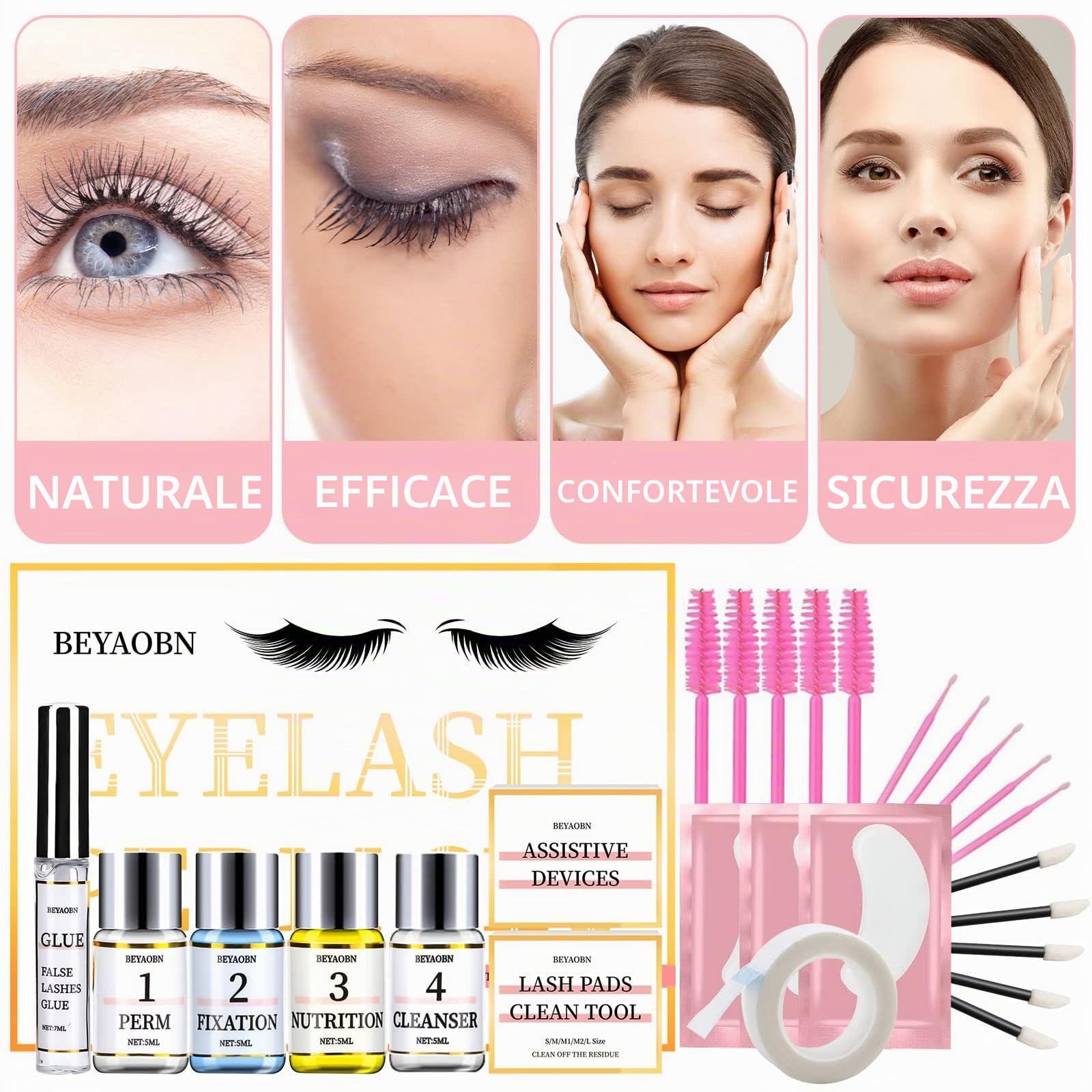 Kit Laminazione Ciglia, Ciglia Arricciate Ciglia Lifting Set, Arricciare le Ciglia Kit completo,Lash Curling semipermanente arricciature e sollevamento con Lash Pad per trattamenti di bellezza