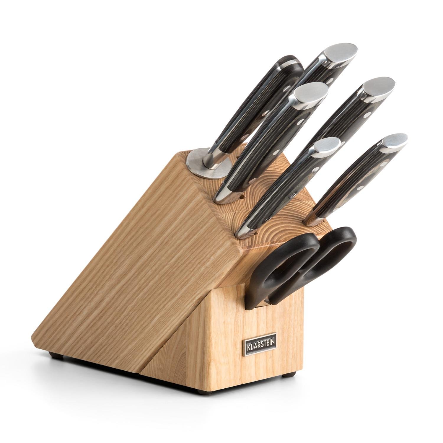 Klarstein Set Coltelli da Cucina Professionali 8 Pezzi, con Ceppo in Legno, in Acciaio Inossidabile Anti Graffio