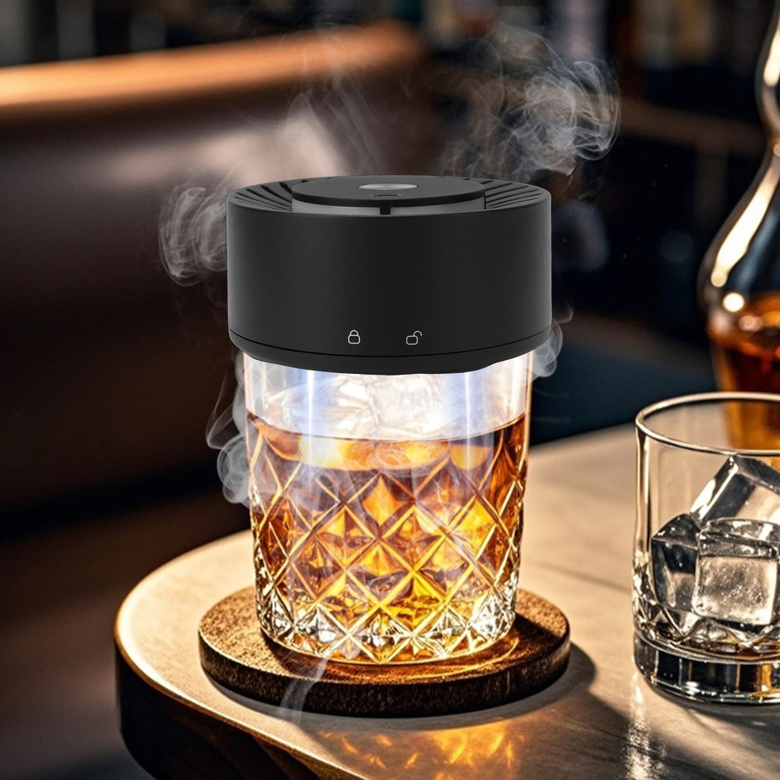 Annadue Kit Fumatore Elettrico per Whiskey, Fumatore per Cocktail Senza Fiamma Ricaricabile Kit per Fumare Bevande Vecchio Stile con Trucioli di Legno a 6 Gusti per Bevande Bourbon