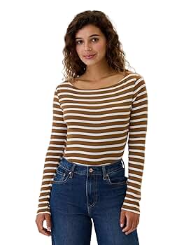 【NOHANT】STRIPE BOAT NECK LONG SLEEVE STRIPE BOAT NECK LONG SLEEVE NAVY - NOHANT | 60% - Asian