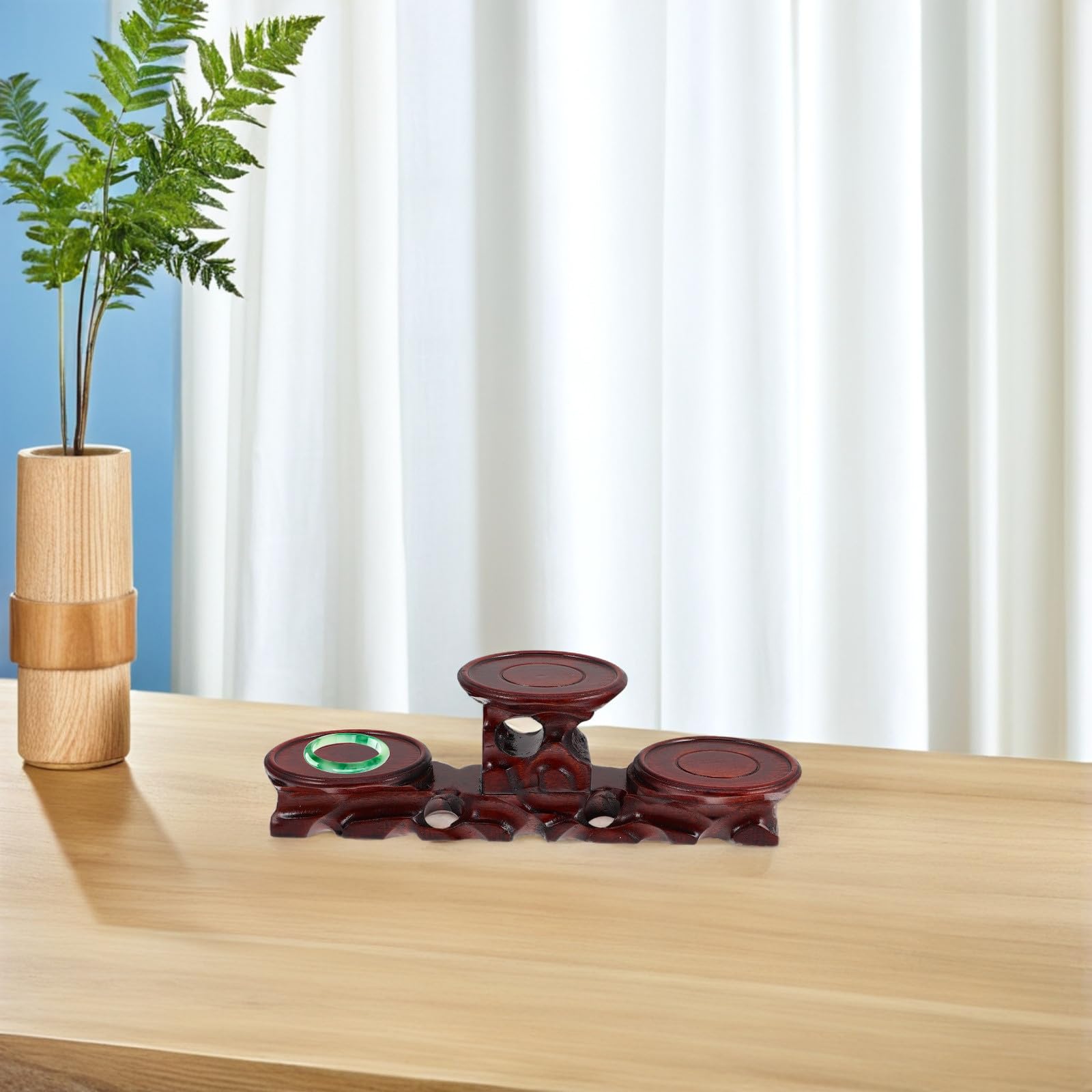 Healvian Base de Exhibición Redonda de Madera Maciza, Pedestal para Accesorios de Cocina y Objetos Decorativos