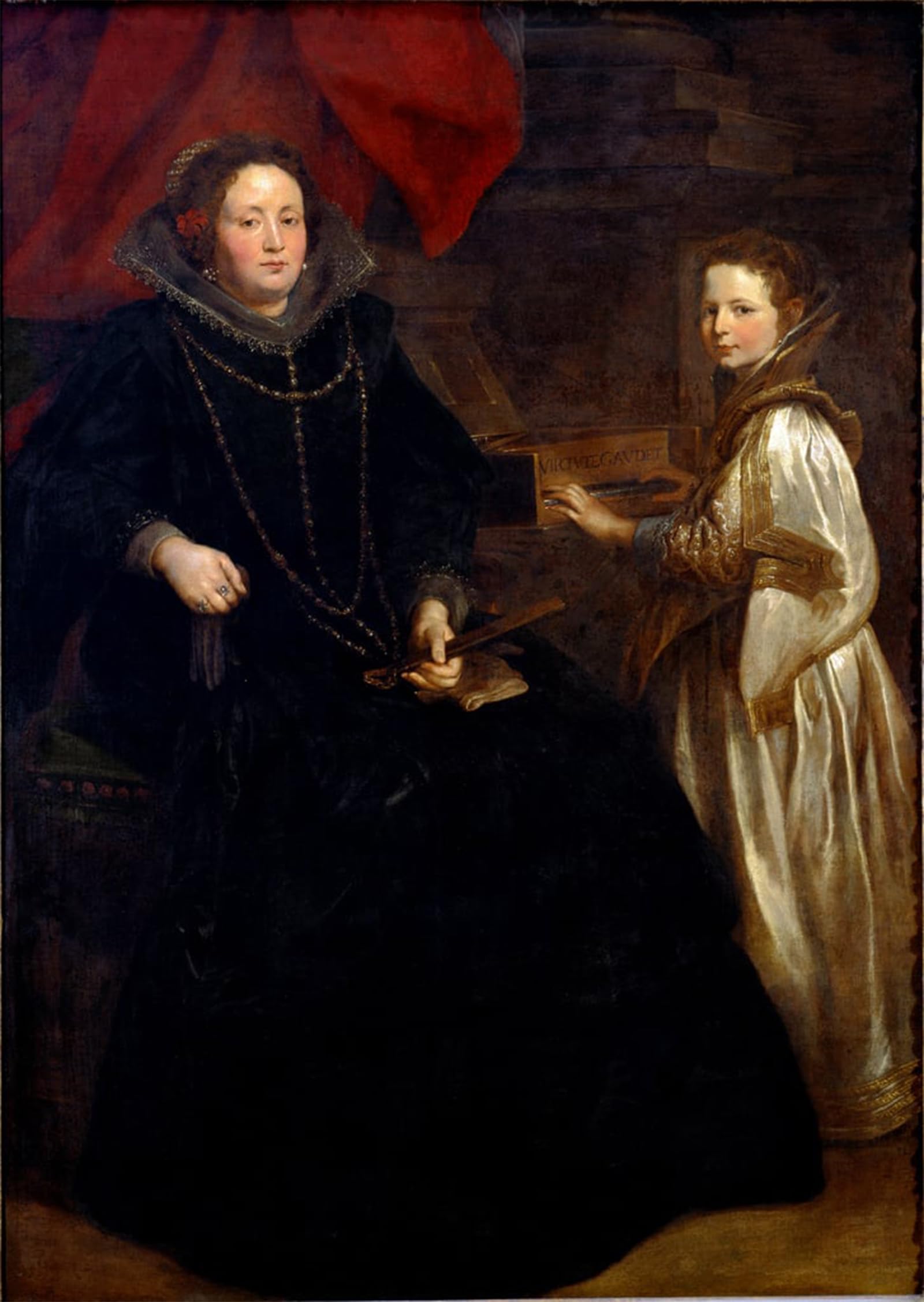 POSTERIIk Vintage Classic Picture Landscape Artwork Portrait of Porzia Imperiale with Her Daughter Maria Francesca by Anthony Van Dyck Portrait Canvas Painting for Office Home Decor 60x90cm