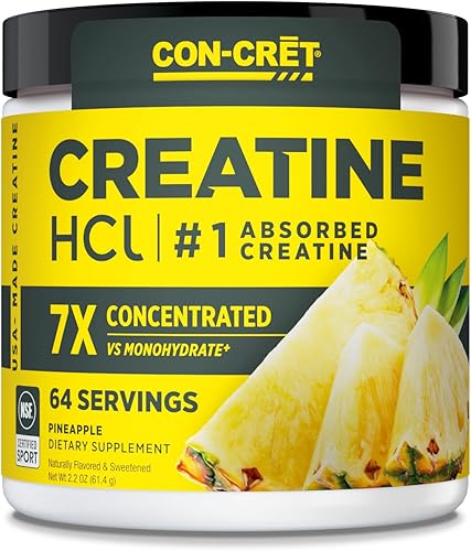 CON-CRET - Polvo patentado de creatina HCl de piña suplemento de entrenamiento sin estimulantes para energía fuerza y resistencia 64 porciones