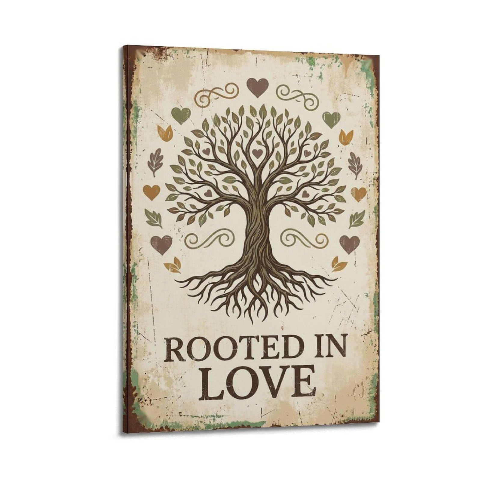 OKAHYS Tree Botanical Classic Country Vintage Poster Roots Modern Decorative Canvas Prints - Ideal Wall Art for Family, Man Cave, Game Room, Boys & Girls Bedroom 24x36inch