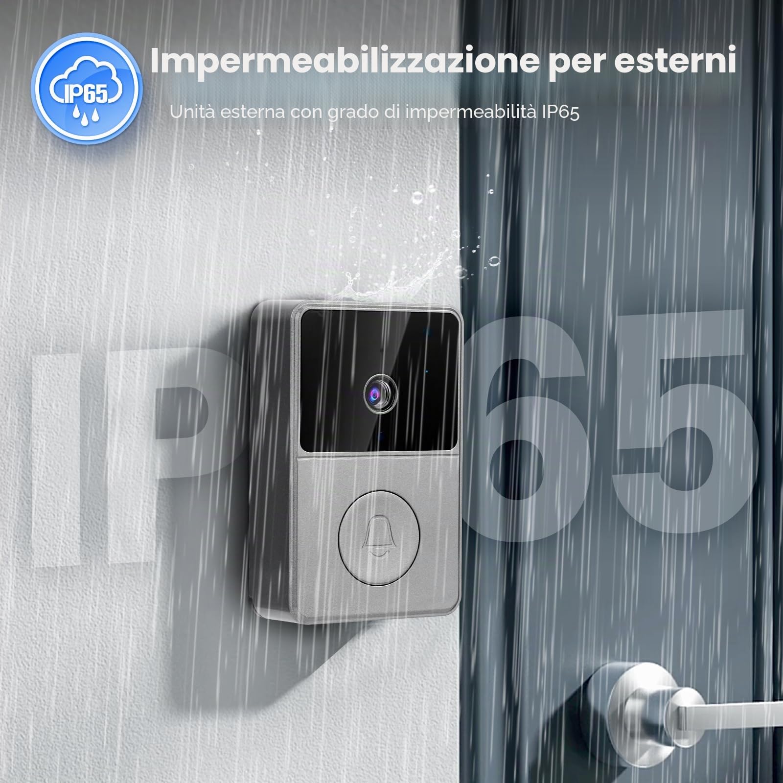 Campanello senza fili con fotocamera, IP65 esterno, impermeabile, 1080P HD schermo 4.3", 2.4G Campanello video senza fili, audio bidirezionale, visione notturna, resistente alle intemperie, supporta