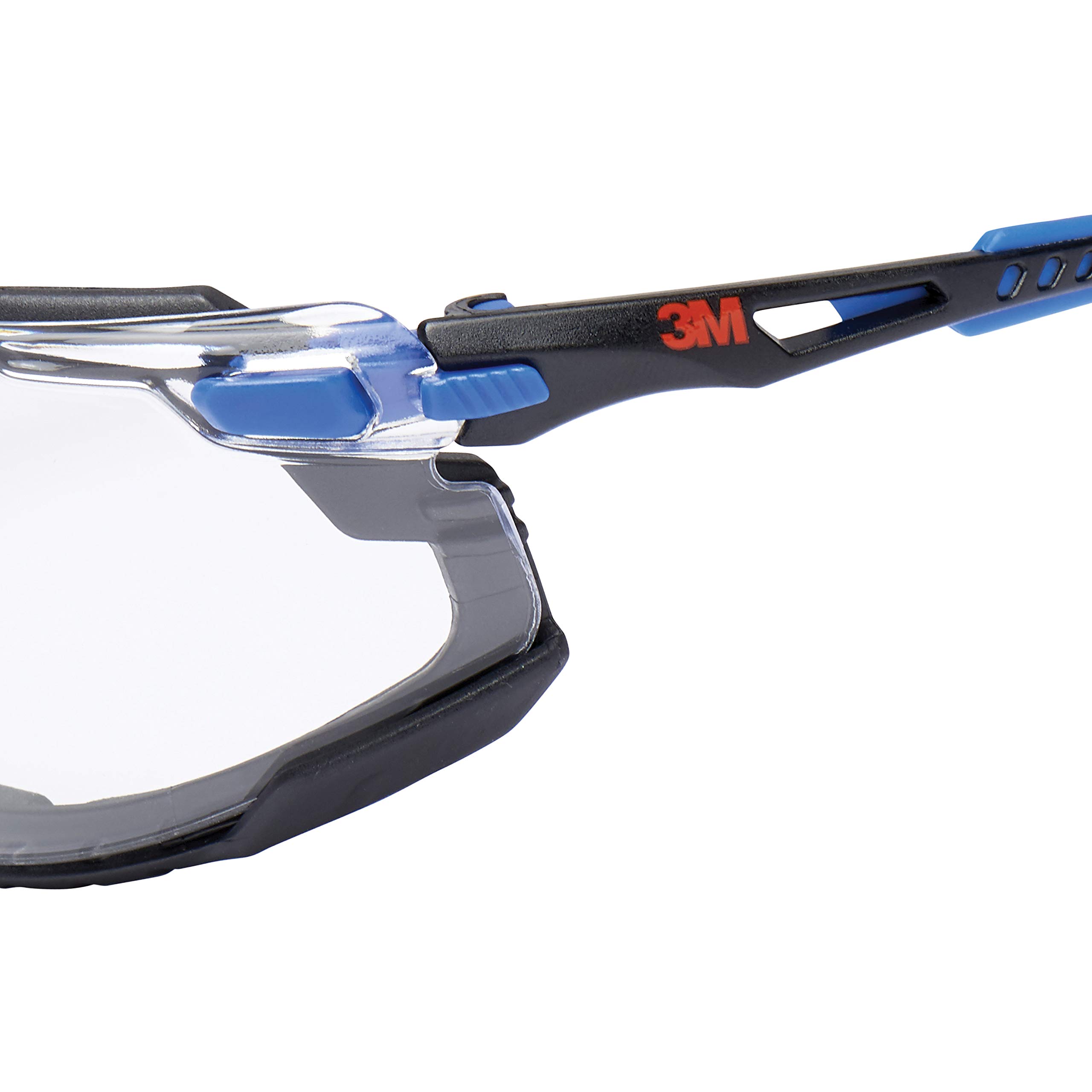 3M Solus 1000 Gafas de seguridad antivaho, montura azul o negra, lente transparente, con bolsa, S1CB