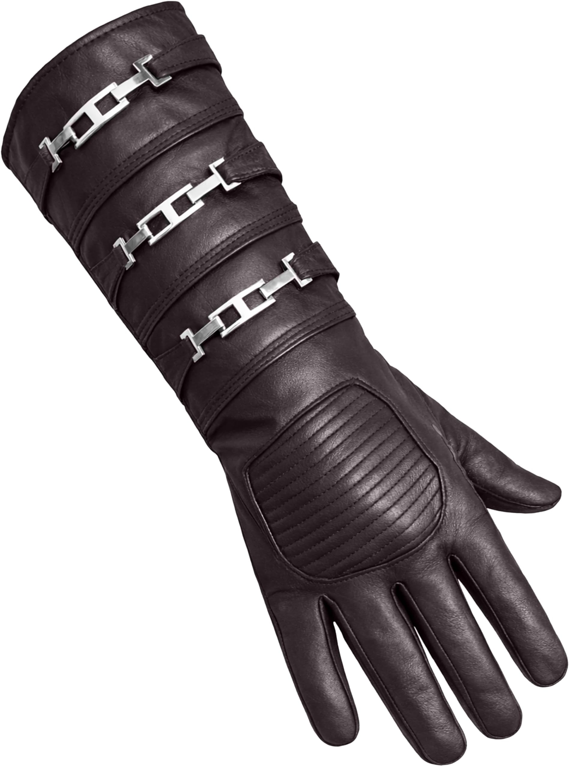 URBAN BUCK Real Sheepskin Leather Sky Gauntlet Costume Glove - Regular Fit Long Arm Cuff Mens Unlined Cosplay Gloves